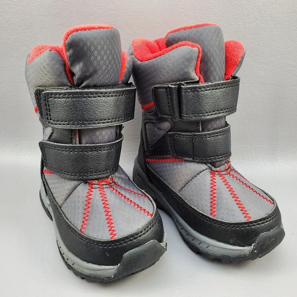 Carter's Booth CR Winter Snow Boots Toddler Boys Size 7 Mid Calf Hook Loop Gray